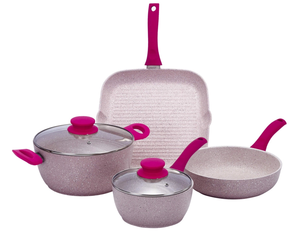 Batteria di Pentole 6 Pezzi Antiaderente Induzione Bisetti Stonerose