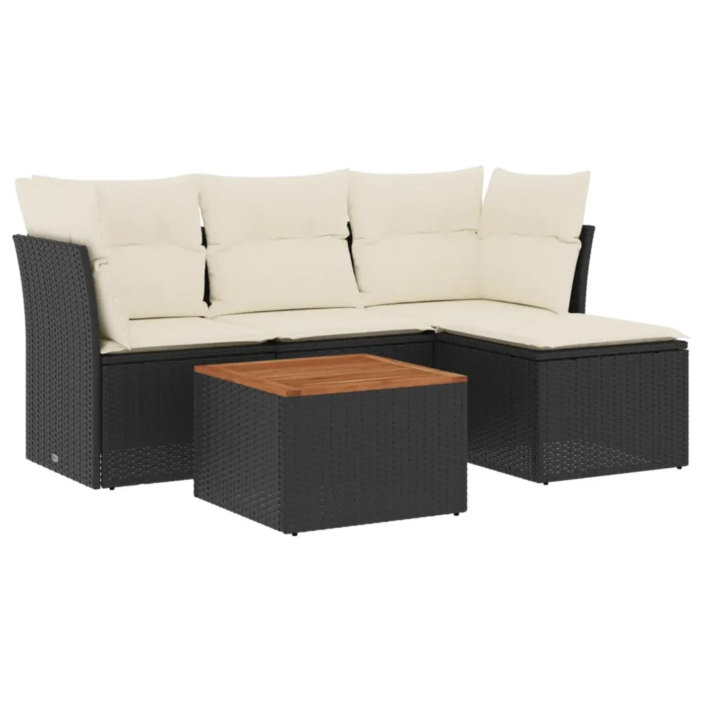 Set Divani da Giardino 5 pz con Cuscini in Polyrattan Nero 3223606