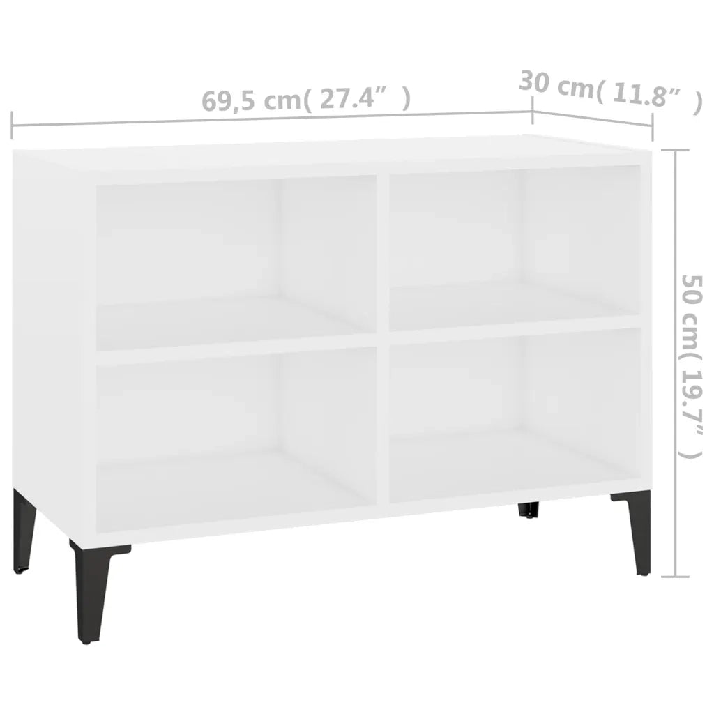 Mobile TV con Gambe in Metallo Bianco 69,5x30x50 cm 805932