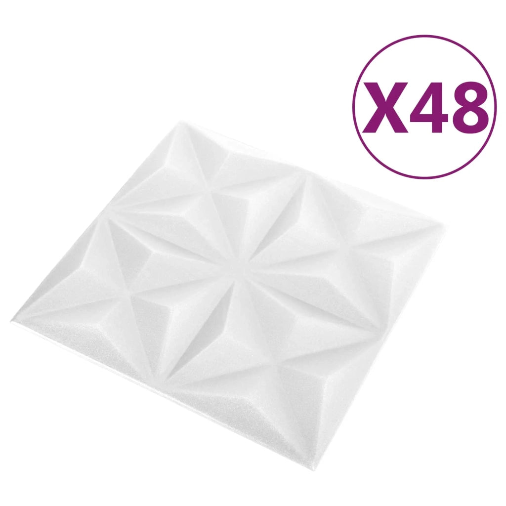 Pannelli da parete 48 pcs Bianco Origami 50 x 50 cm Schiuma XPS