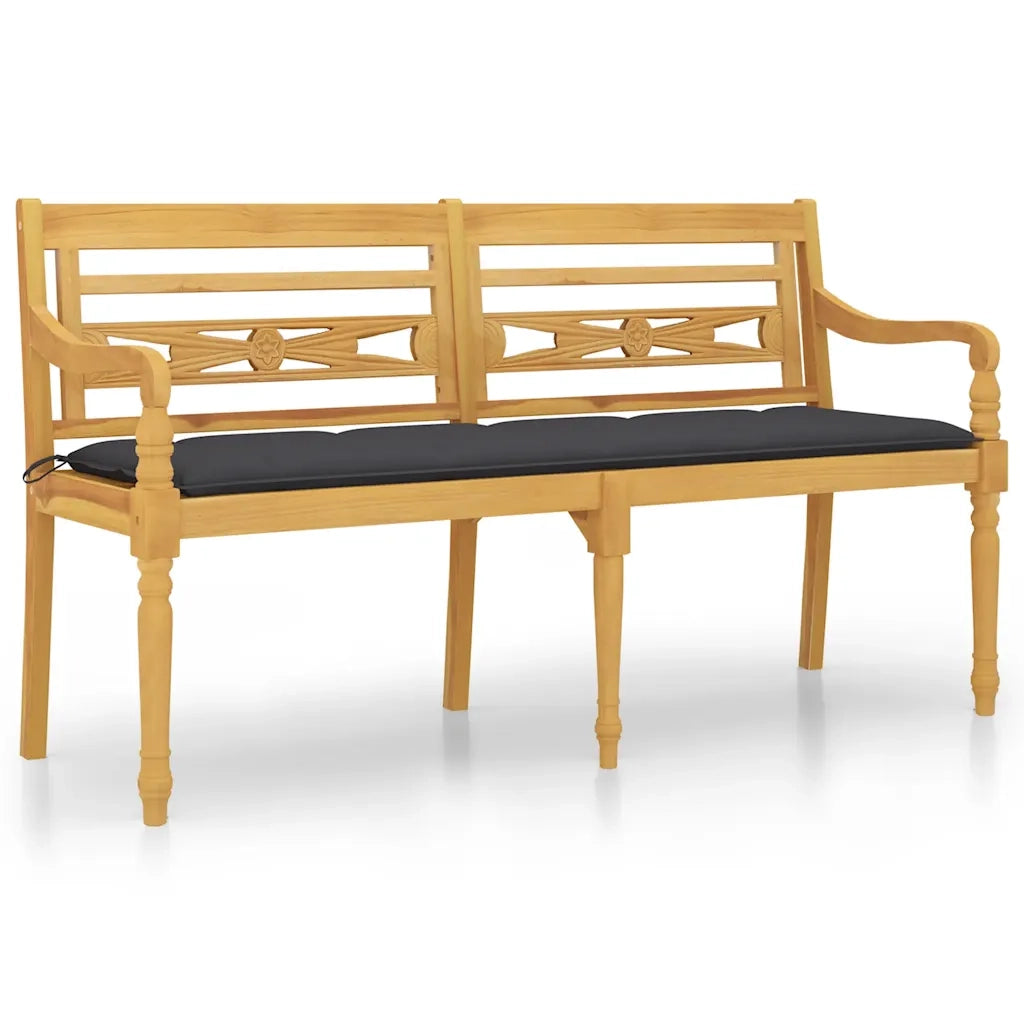 Panca da Giardino | Panchina Batavia Cuscino Antracite 150 cm Legno Massello Teak