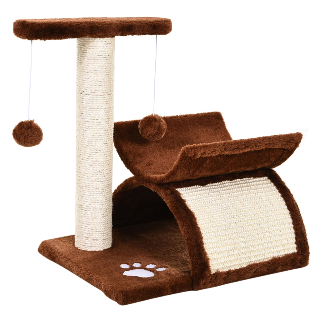 Albero tiragraffi per gatti con tunnel e mensola ¨C zephmum ¨C 43 cm marrone