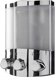 Dispensatore di sapone per bagno a tre canne in acciaio inox - design moderno - adatto a ogni bagno - 1 pezzo - acciaio inox - plastica