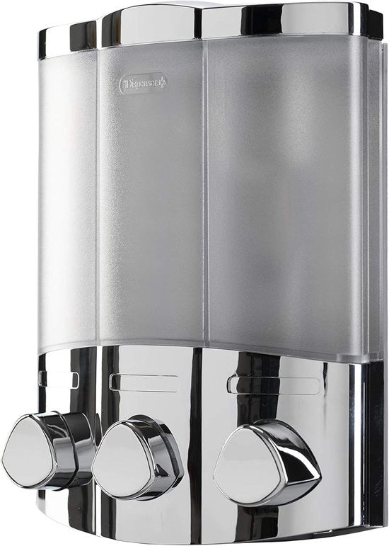 Dispensatore di sapone per bagno a tre canne in acciaio inox - design moderno - adatto a ogni bagno - 1 pezzo - acciaio inox - plastica