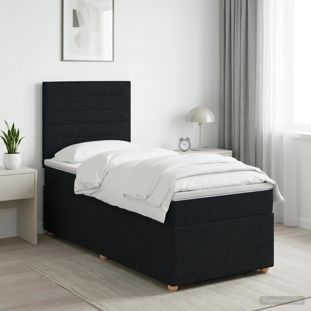 Letto box spring con materasso Nero 80 x 200 cm Tessuto 3455212