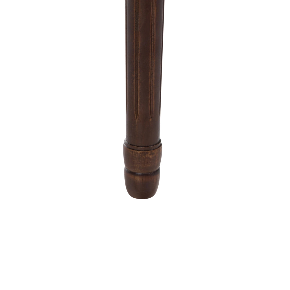 Set di 2 sedie da pranzo con struttura in legno e rivestimento in tessuto marrone scuro e beige, in stile country francese vintage con intreccio viennese