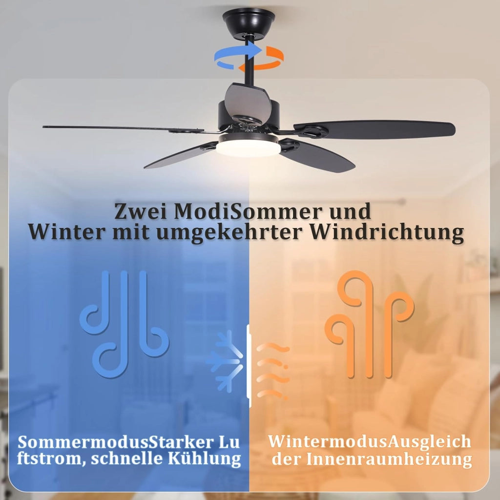 ZMH Ventilatore da Soffitto con Luce Funzionamento Silenzioso Pale a Doppia Faccia Luminosità Regolabile per Soggiorno
