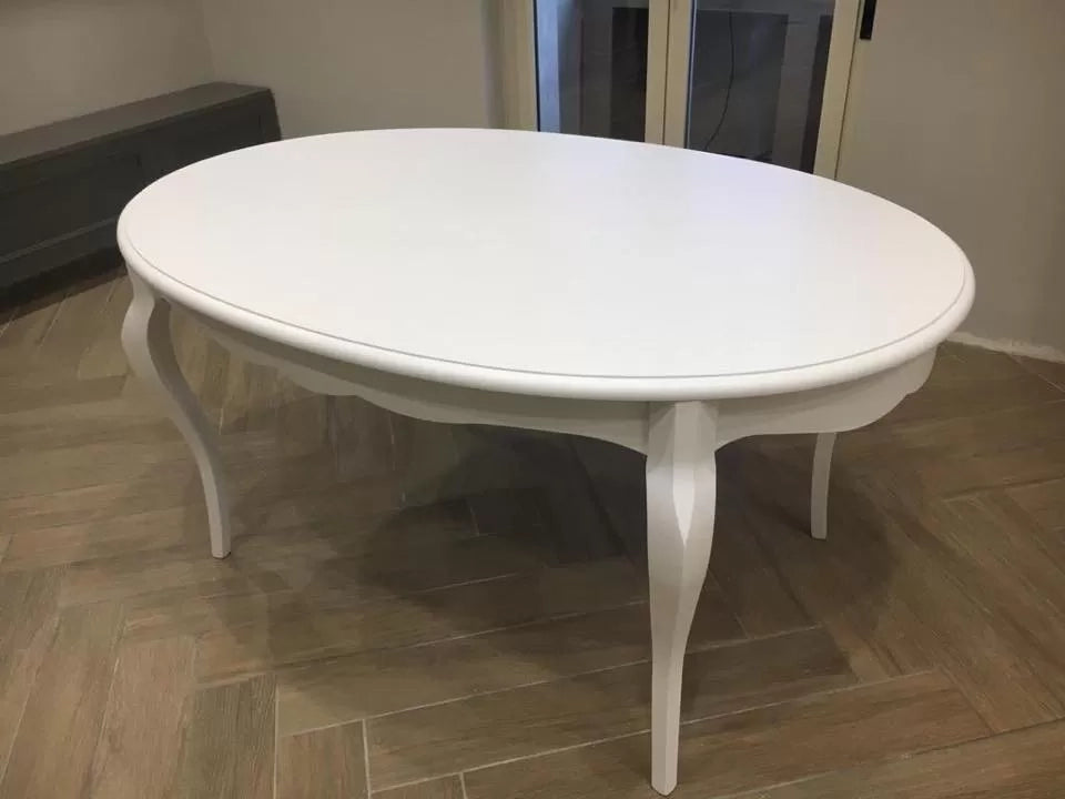 Tavolo rotondo bianco laccato shabby classico 120 h.78 - Mobili 2G