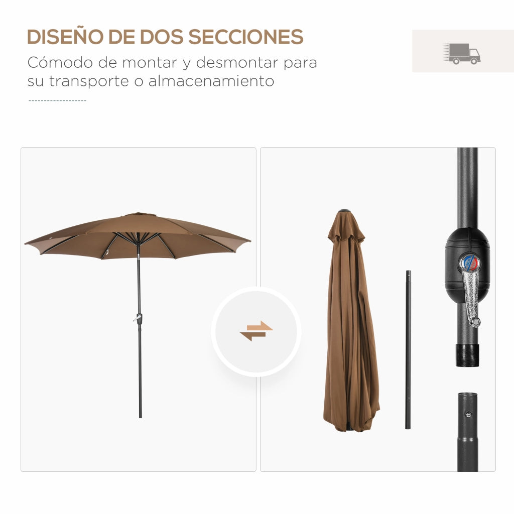 Ombrellone da giardino con manovella e tetto inclinabile ¨C Minimal ¨C marrone ?300x252 cm