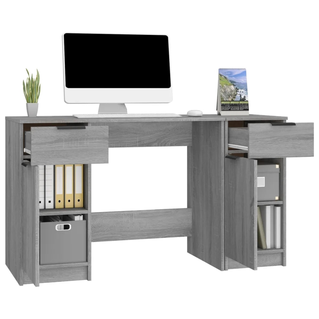 Scrivania con Mobile Laterale Grigio Sonoma Legno Multistrato cod mxl 67479