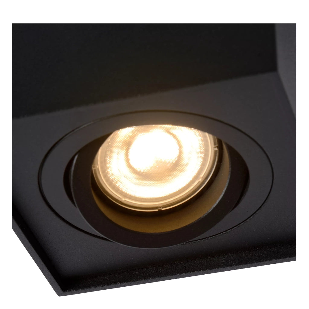 Spot soffitto quadrato nero orientabile GU10 Lucide Tube