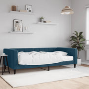 Divano Letto con Materasso Blu 100x200 cm in Velluto