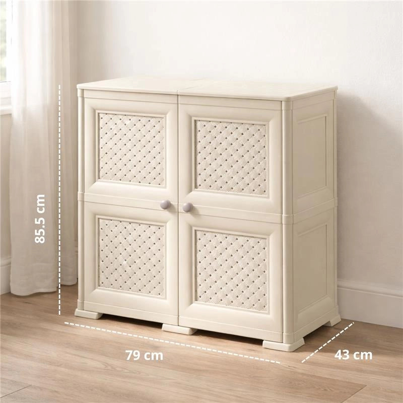 ARMADIO 2 MODULI ANGORA 79X43X85,5 CM CON ANTA TRAFORATA – MOBILE CONTENITORE DECORATIVO PER ZONA LIVING E INGRESSO