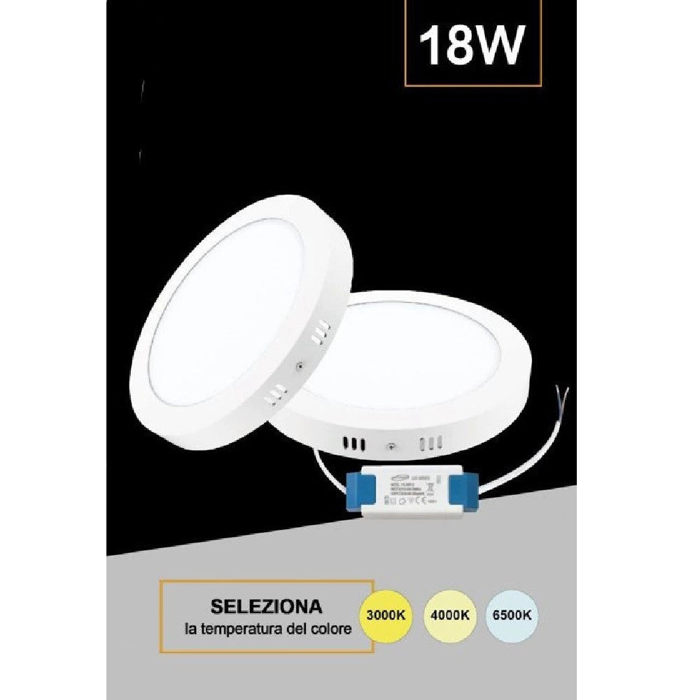Trade Shop - Plafoniera Pannello Led 18 Watt Rotondo Cct Tre Colorazione Di Luce P225b-t3c -