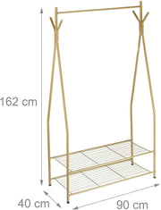 Appendiabiti con asta appendiabiti 2 scomparti per riporre scarpe e stivali 162 cm metallo marrone 13_0002133