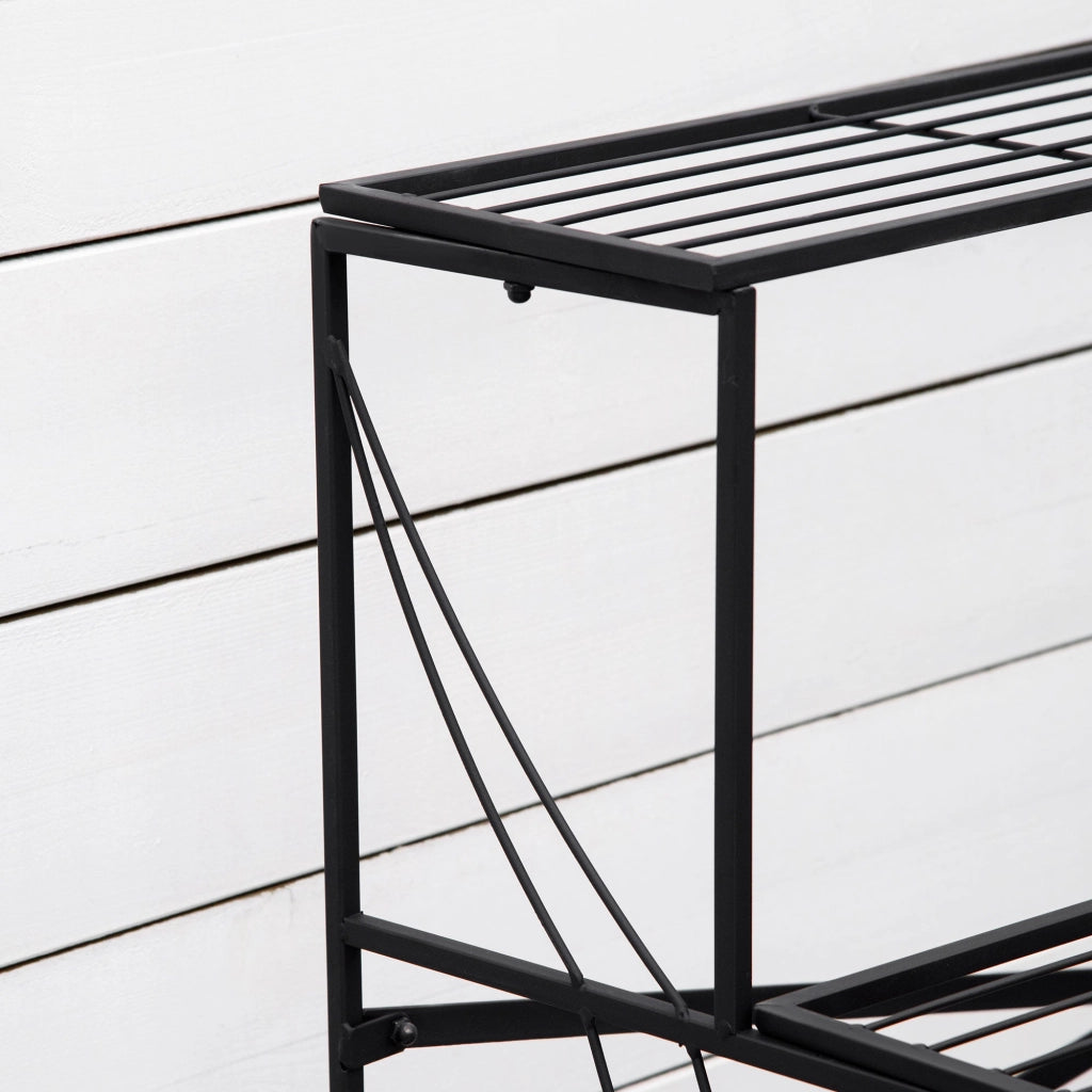 Portapiante 3 Ripiani 95x 63x 72 cm in Ferro Battuto Nero