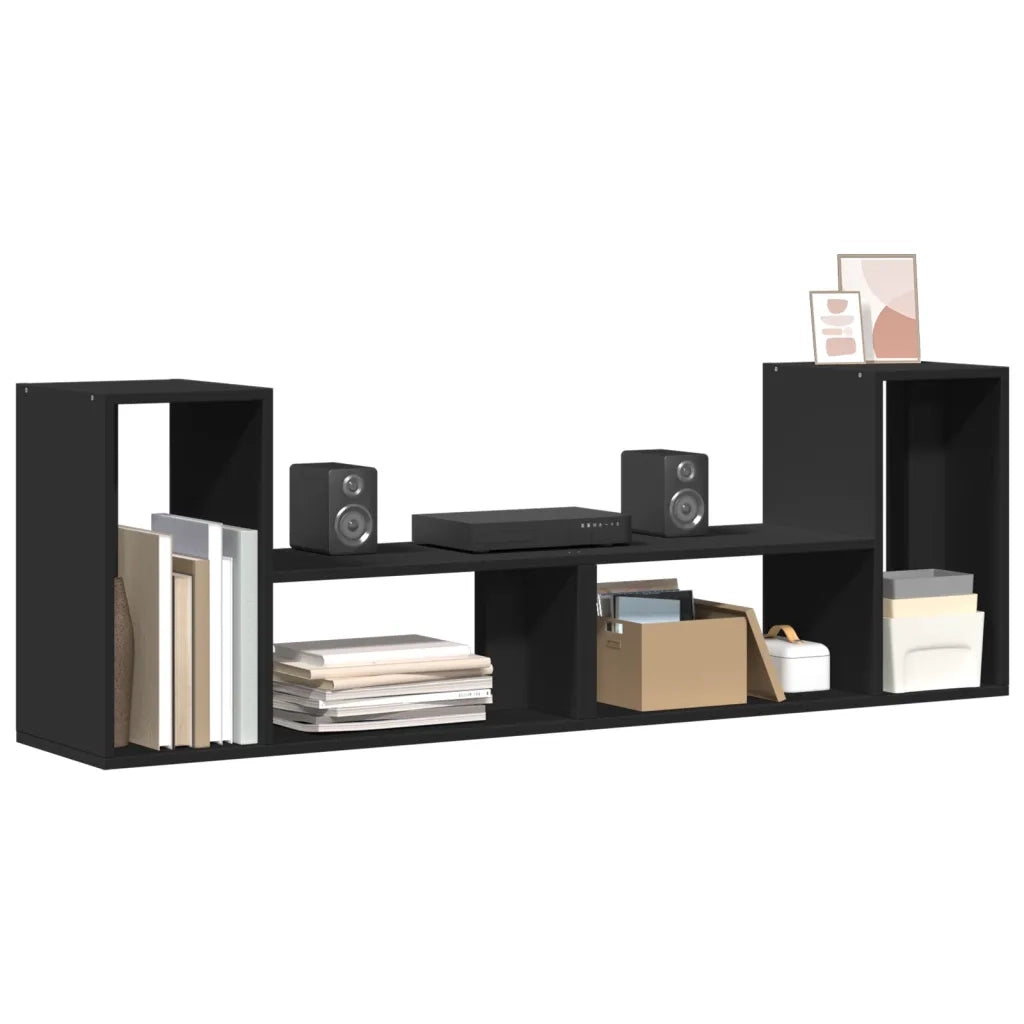 Mobili Porta TV 2 pz-Set di 2 Credenza per TV Neri 75x30x50 cm in Legno Multistrato