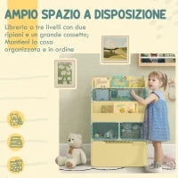 Piccola Libreria per Bambini con Ripiani e Cassetto in MDF, 60x29.9x90cm, Verde