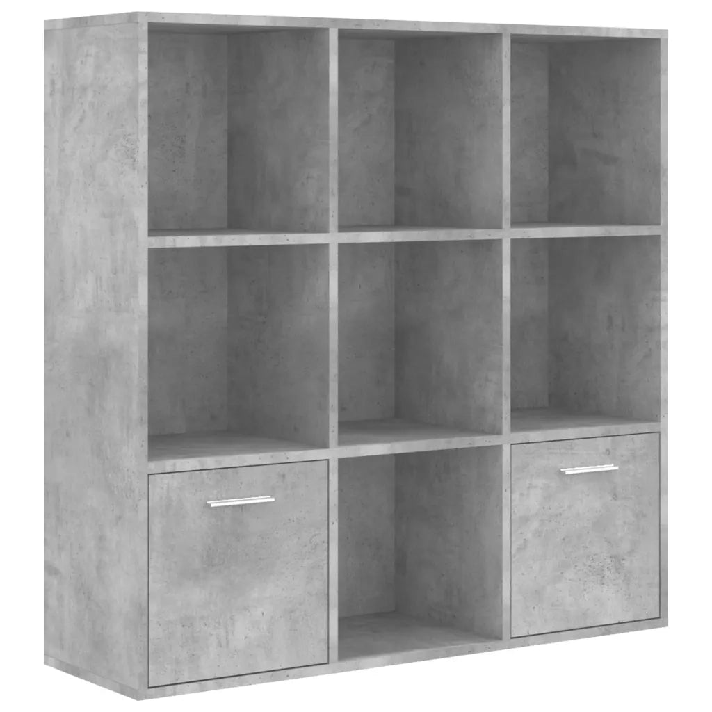 Libreria-Scaffale per Libri-Mobile di Stoccaggio Grigio Cemento 98x30x98 cm in Legno Multistrato
