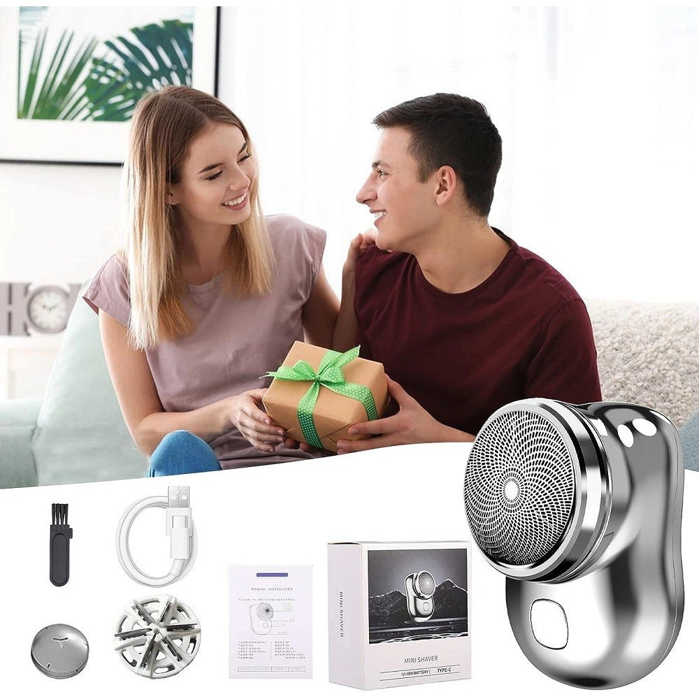 Trade Shop - Mini Rasoio Elettrico Portatile Tascabile Uomo Usb Ricaricabile Viaggi Auto Casa -