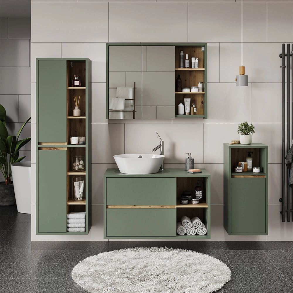 Vicco Set di mobili da bagno Verde/Artigianale 3 parti