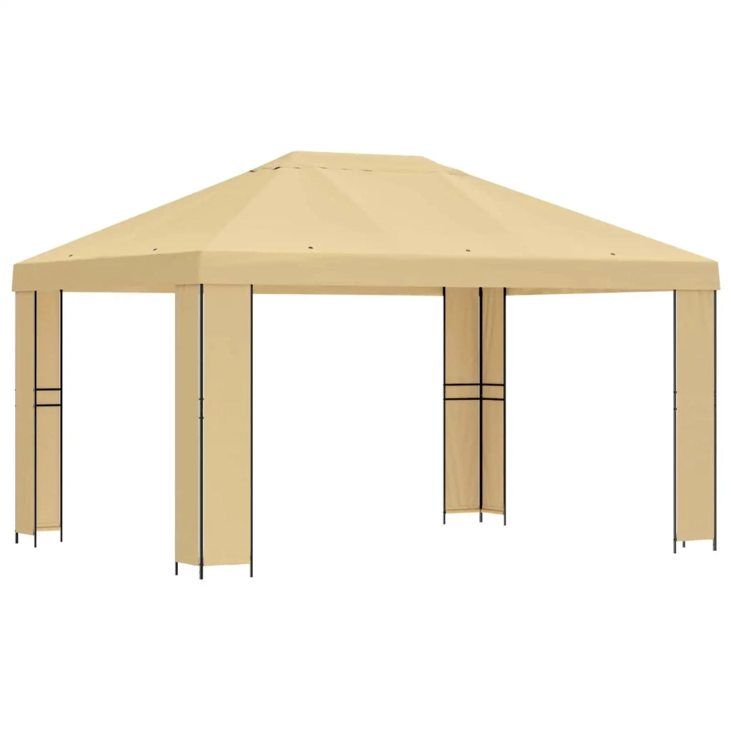Gazebo 4 × 3 m Crema Poliestere e Acciaio 190 gsm