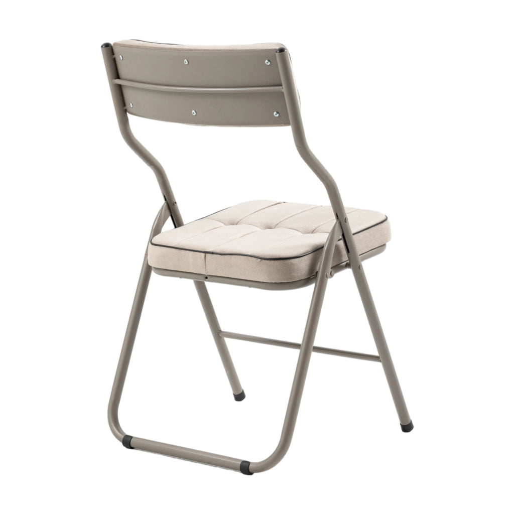 Set di 2 sedie pieghevoli imbottite in velluto; struttura in acciaio; khaki