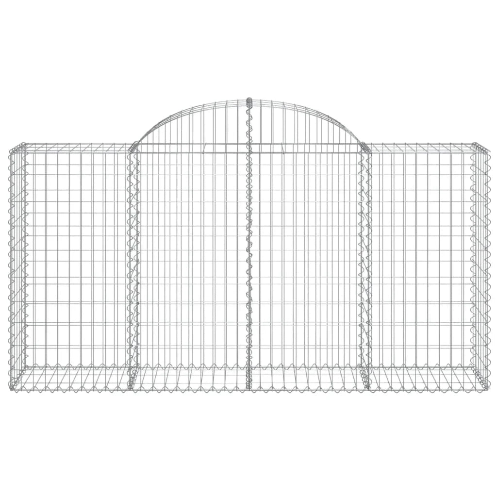 Cestini gabbioni recinzione a gabbia muro di contenimento ad arco 11 pezzi 200 x 50 x 100/120 cm ferro zincato argento 02_0040321