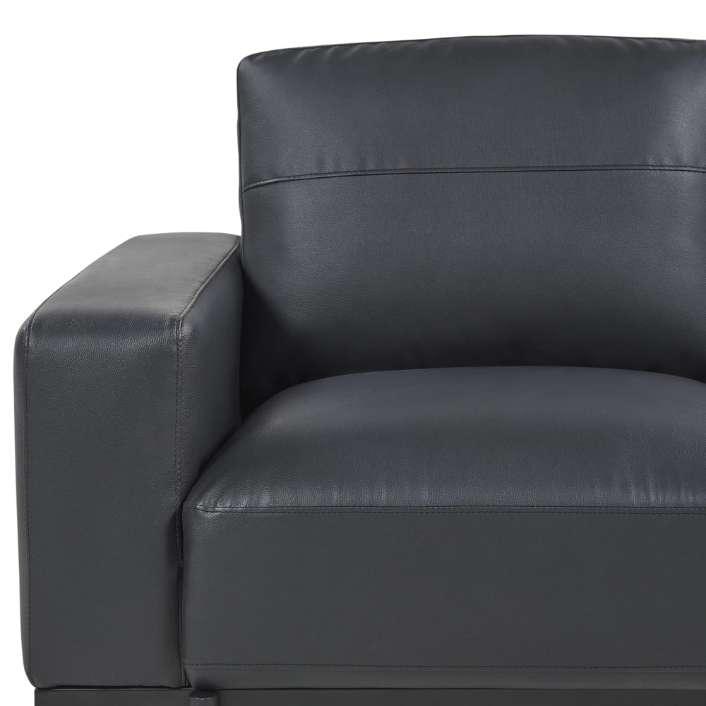 Divano nero in ecopelle gambe in metallo 156 x 87 x 72 cm 2 posti divano classico salotto moderno