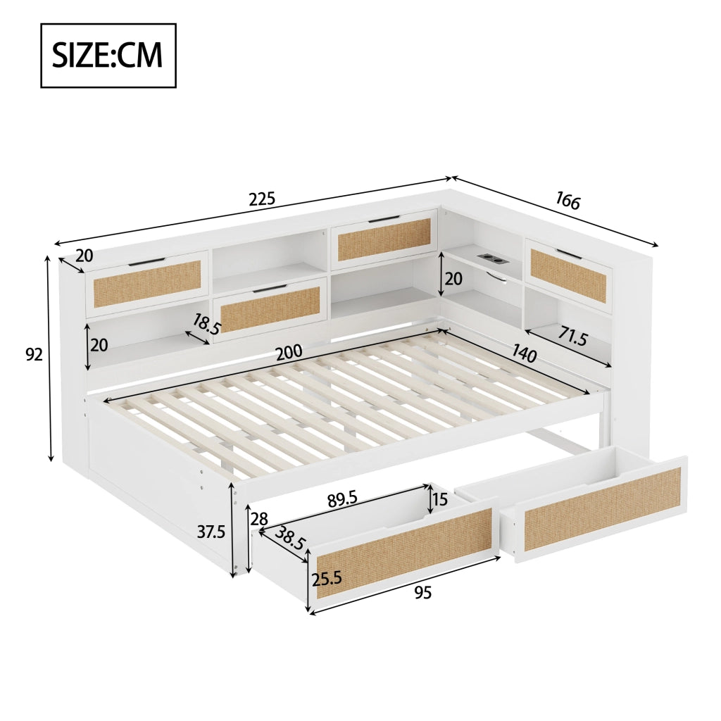 Divano letto multifunzione MDF 140x200 cm