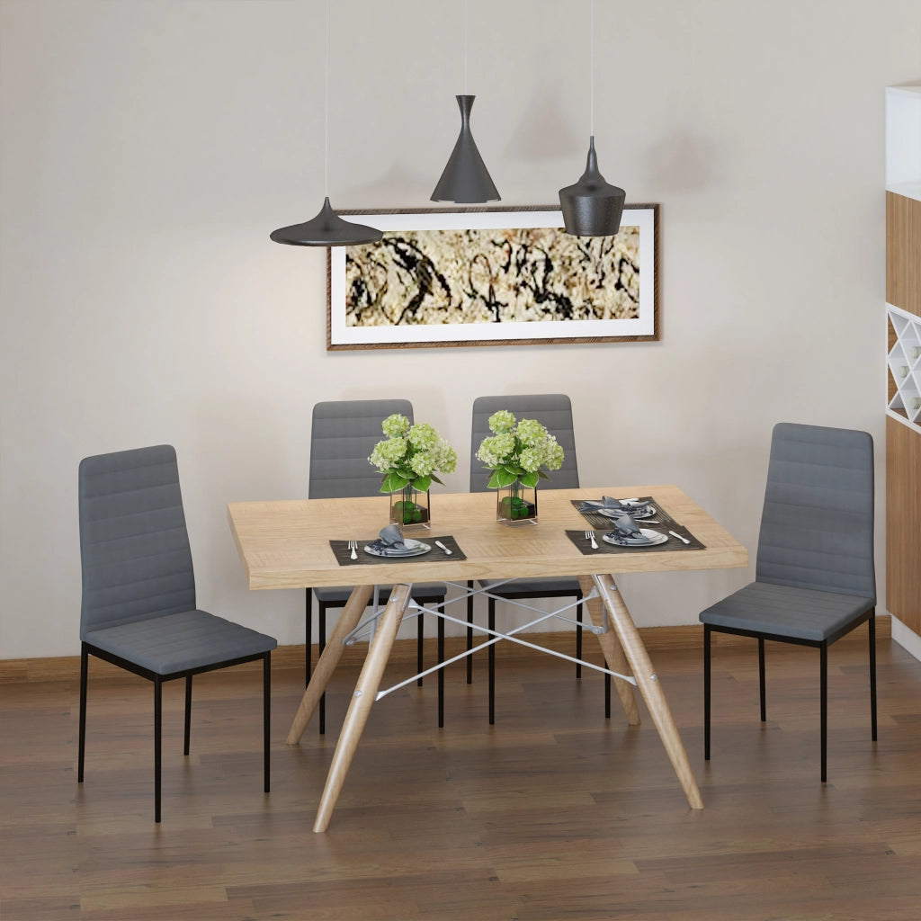 Set 4 Sedie Imbottite da Pranzo ¨C Zephmum ¨C Grigio Tessuto Metallo