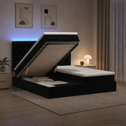 Letto Ottomano con Materasso e LED Nero 160 x 200 cm Velluto 3458510