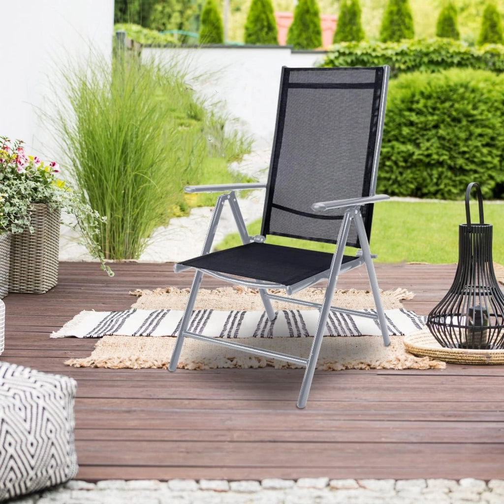 Set Tavolo e Sedie da Giardino Bern 4+1 Alluminio Bern Schienale 8 Posizioni Balcone Patio