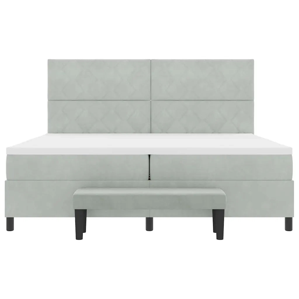 Letto a molle con testiera Grigio chiaro 200 x 200 cm Velluto 3344600