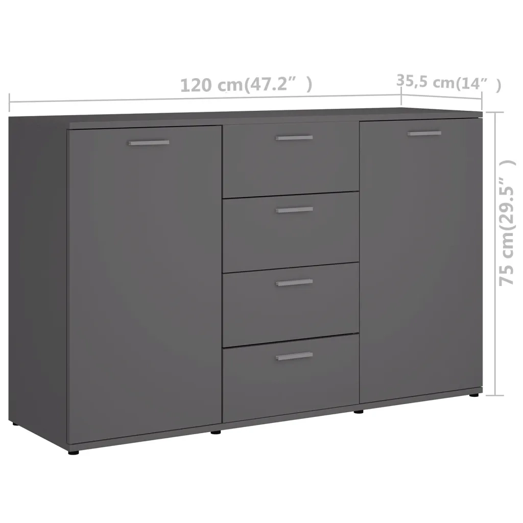 Credenza Grigia 120x35,5x75 cm in Truciolato cod mxl 14843