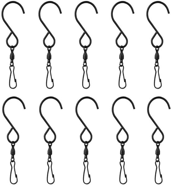Spinning Windspelhaken in acciaio inossidabile, 10 pezzi, per windgong, piante da appendere e decorazione di festa