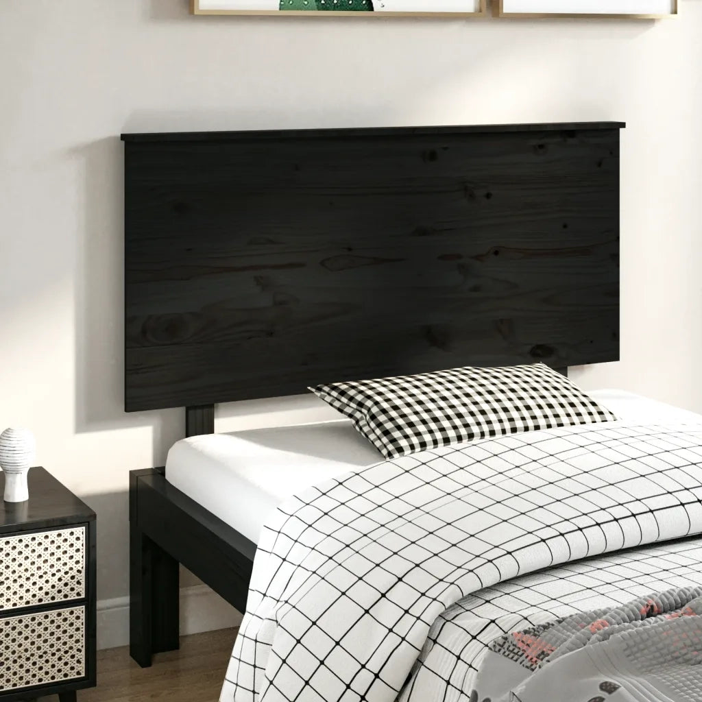 Testiera per Letto-Testata-Testiera Decorativa Nera 124x6x82,5 cm in Legno Massello di Pino