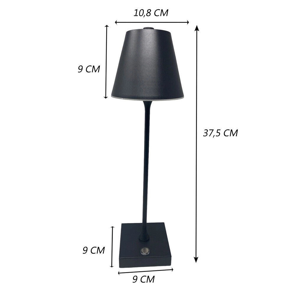 Trade Shop - Lampada Tavolo Ricaricabile Usb 10 Watt 3 Colorazione Di Luce Vari Colori D27-3c - Nero