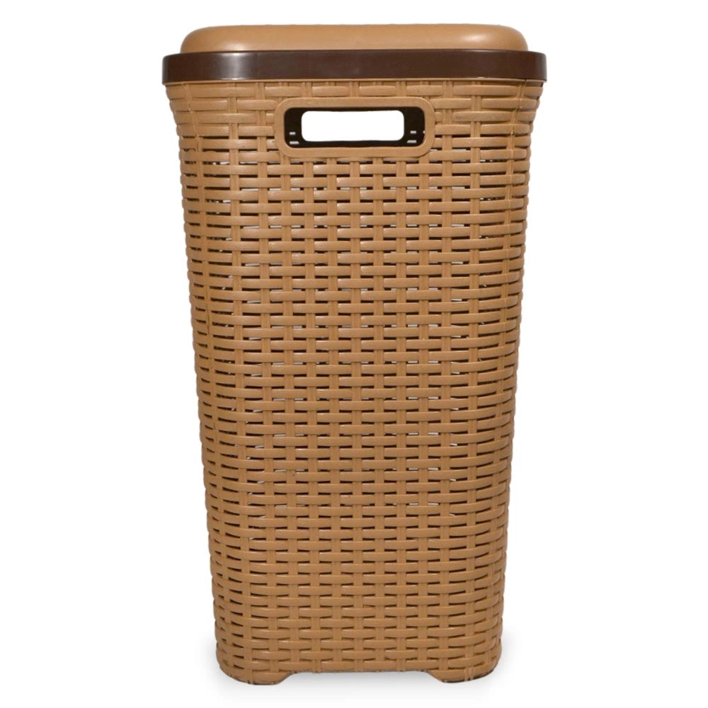 Cesta cestone portabiancheria in plastica con coperchio marrone cm44 x 33 x h 57