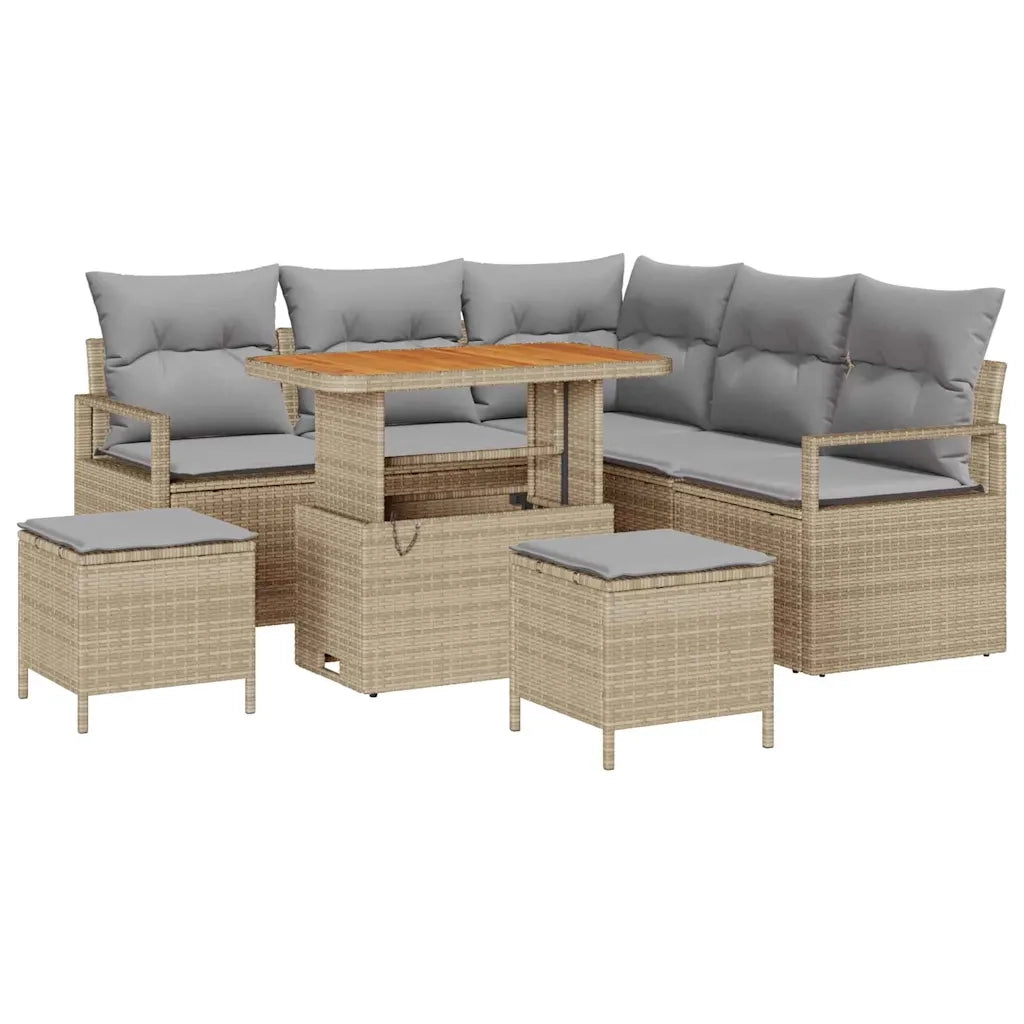 Set Divano da Giardino con cuscino 8 pcs Beige polyrattan 3362527
