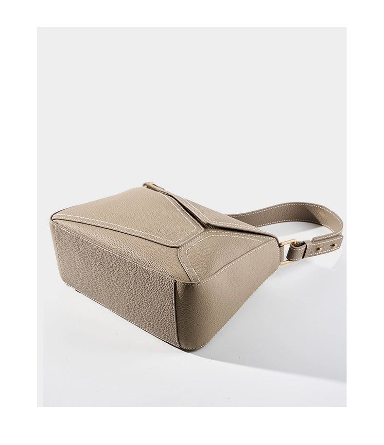 Borse a tracolla in vera pelle, eleganti borse a spalla Hobo grigie