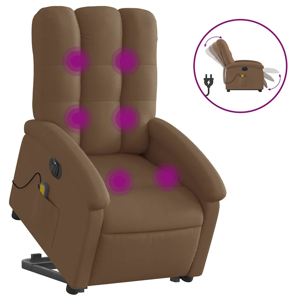Poltrona Alzapersona Massaggiante Elettrica Marrone Tessuto 3204132