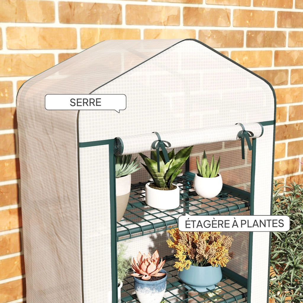 Serra da balcone 4 livelli ¨C zephmum ¨C bianco acciaio 69x50x165 cm