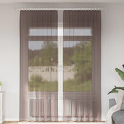 vidaXL Tende in Voile con Tasche per Aste 2 pz Marrone