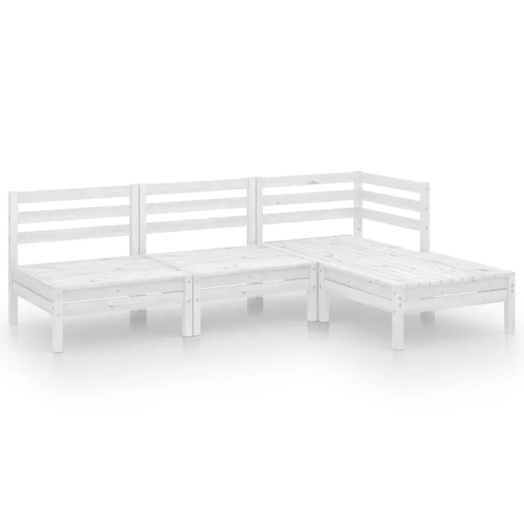 Set Salotto da Giardino 4 pz in Legno Massello di Pino Bianco 3082628