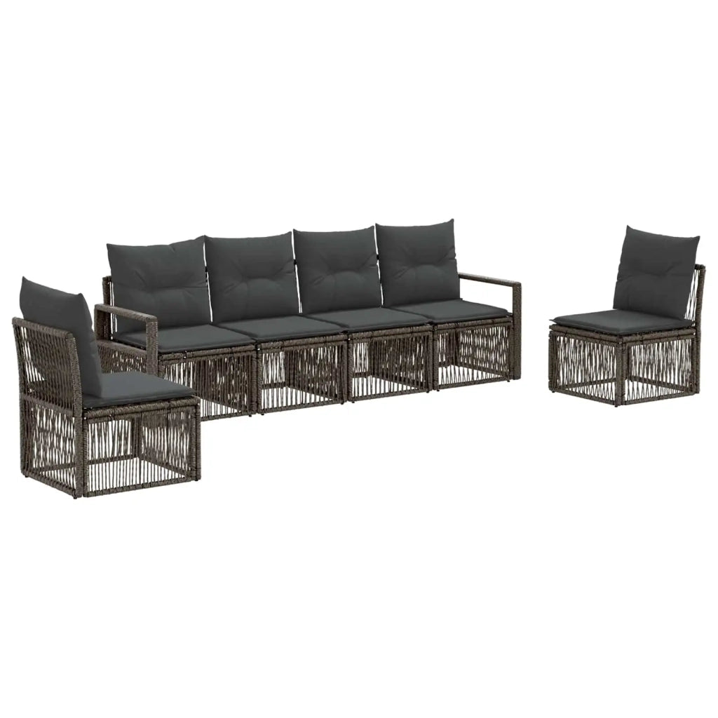 Set Divano da Giardino 6 pcs Grigio polyrattan 3435674