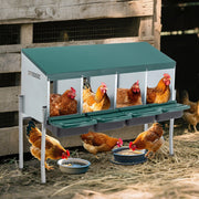 Scaffale con 4 nidi e coperchio di protezione per galline in acciaio zincato verde 24 × 26 cm