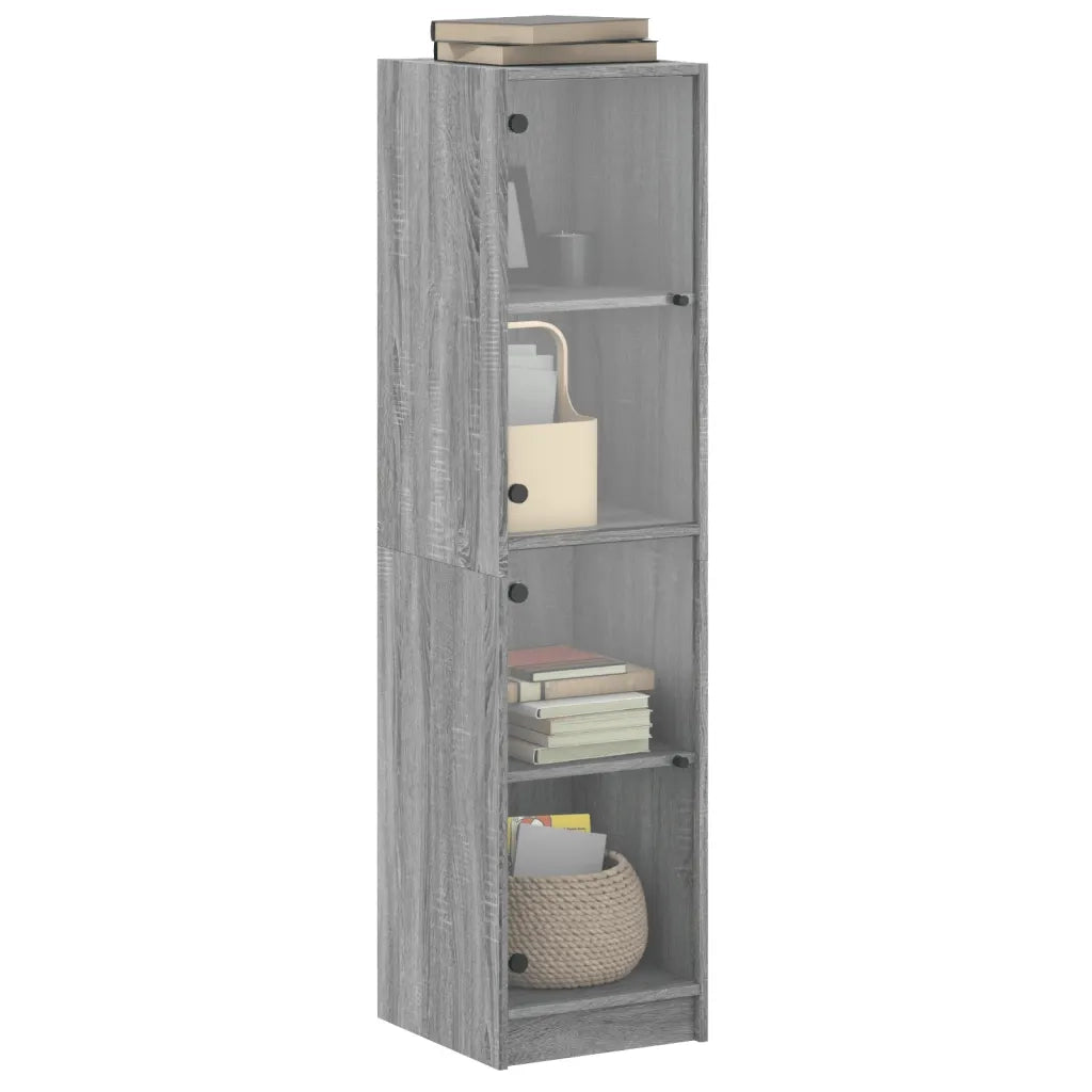 Credenza con Ante in Vetro Grigio Sonoma 35x37x142 cm 836439