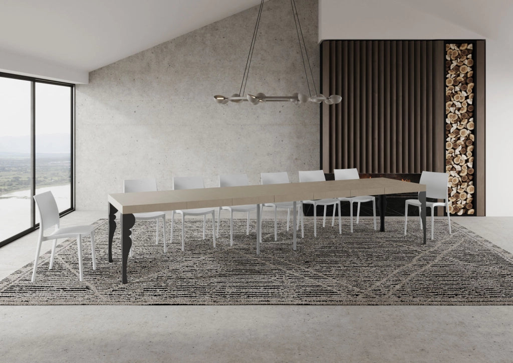 Tavolo allungabile 90x140/400 cm Paxor Premium cashmere gambe antracite