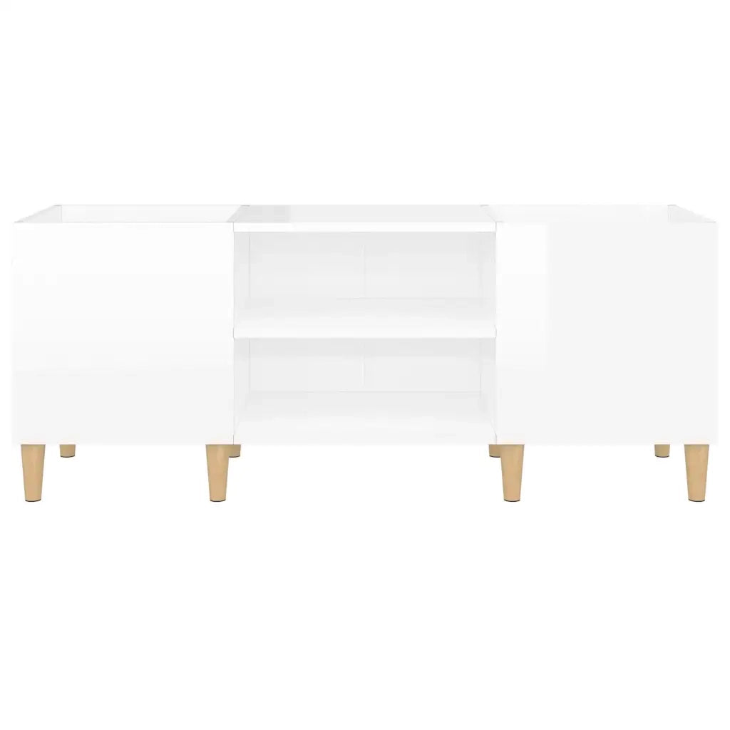 Mobile Porta Dischi Bianco Lucido 121x38x48cm Legno Multistrato 831927